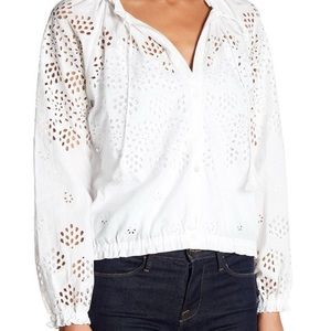 Nwot theory drawstring eyelet top blouse